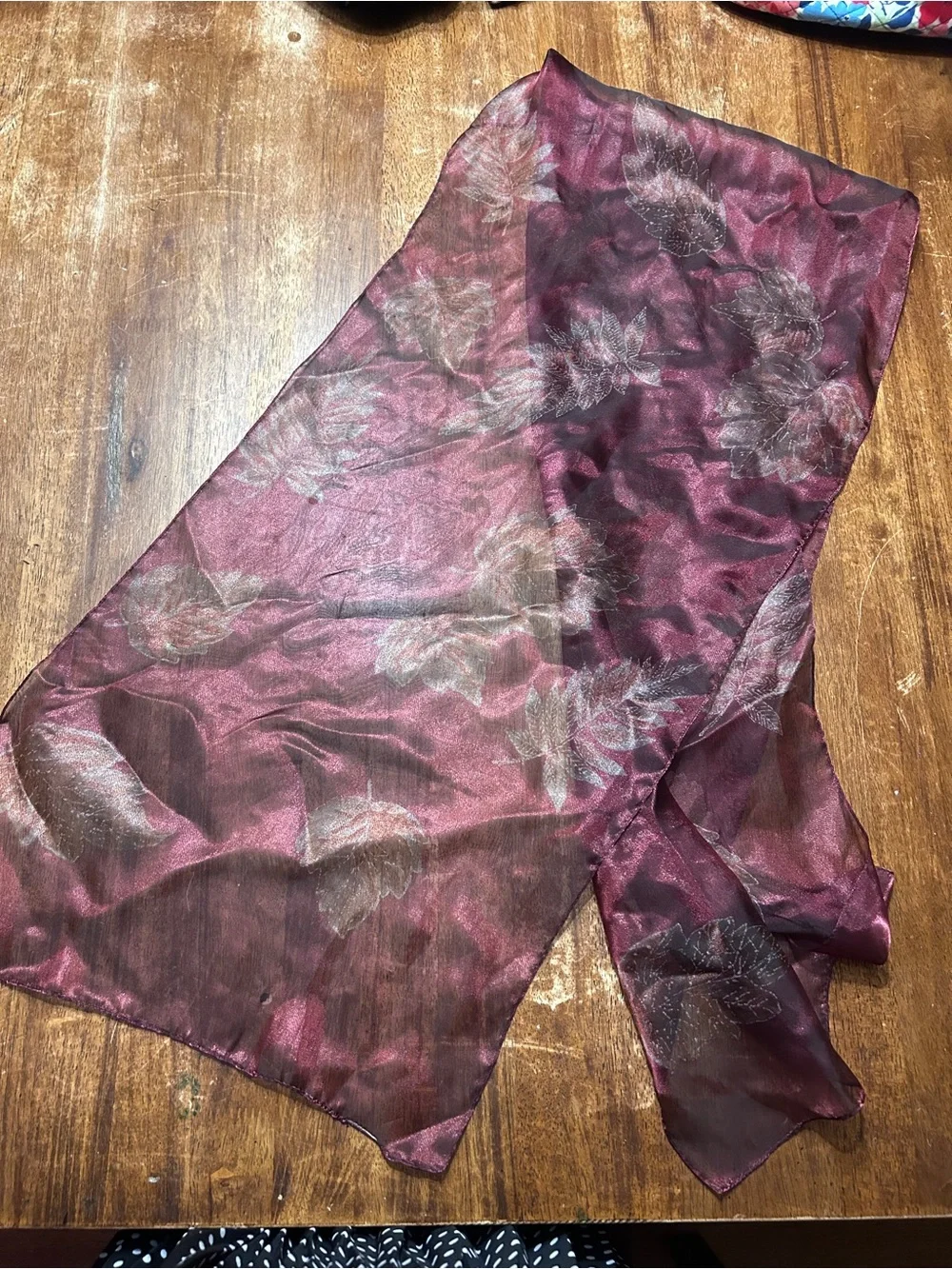 Elegant Whimsigoth Witchy Fairy Burgundy Fall Floral Silk Scarf